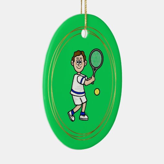 茶色の髪の男性テニス選手クリスマスオーナメント セラミックオーナメント (右)