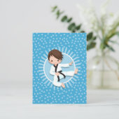 茶色の髪の空手少年 柔道 武術 ポストカード (スタンド正面)