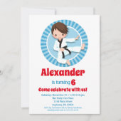 茶色の髪の空手柔道男子誕生日招待状 招待状 (正面)