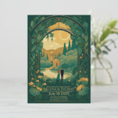 茶色の髪の花嫁と新郎 招待状 (スタンド正面)