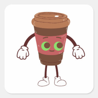 茶色の魔法旅行コーヒー スクエアシール