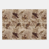 茶色の鳥と枝 ラッピングペーパーシート (正面3)