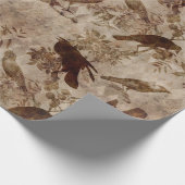 茶色の鳥と枝 ラッピングペーパー (角)