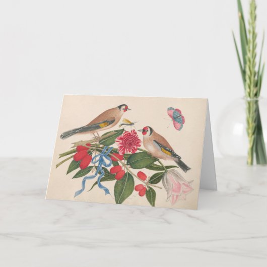 茶色の鳥と花と蝶 シーズンカード (正面)