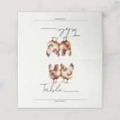 茶色の鶏の国の結婚式テーブル番号 プレイスカード (外部開封)