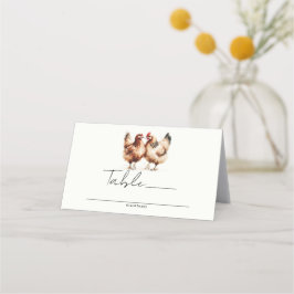 茶色の鶏の国の結婚式テーブル番号 プレイスカード