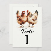茶色の鶏の国の結婚式テーブル番号 招待状 (正面/裏面)