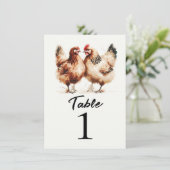 茶色の鶏の国の結婚式テーブル番号 招待状 (スタンド正面)