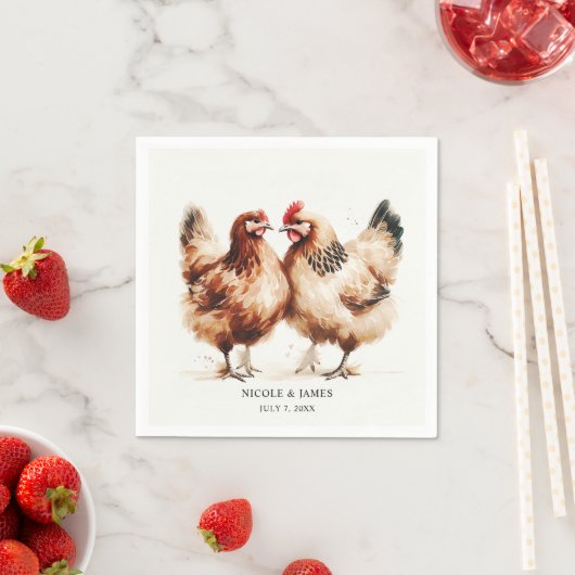 茶色の鶏の水の色素朴結婚の スタンダードカクテルナプキン (インサイチュ)