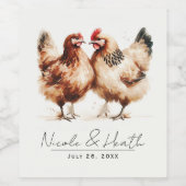 茶色の鶏の水色の国の結婚式 ワインラベル (シングルラベル)