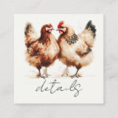 茶色の鶏の水色結婚の詳細 スクエア名刺 (正面)