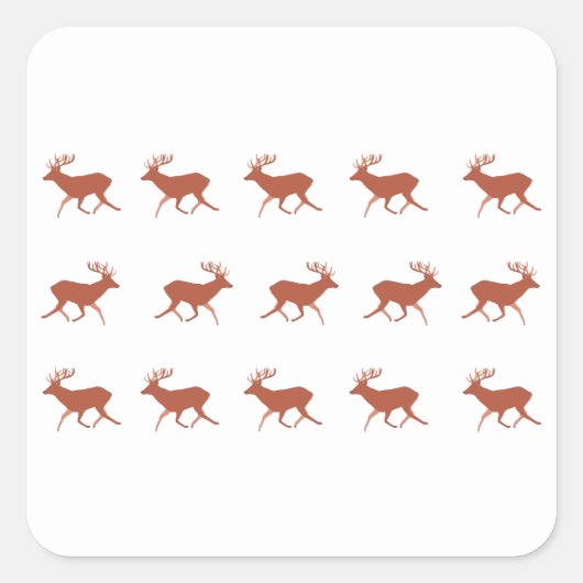 茶色の鹿が歩くフェスティブパターン スクエアシール (正面)