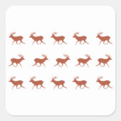 茶色の鹿の歩くお祭り柄 スクエアシール (正面)