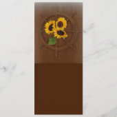 茶色の黄色い素朴なヒマワリ結婚のメニューカード メニュー (裏面)