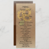茶色の黄色い素朴なヒマワリ結婚のメニューカード メニュー (正面/裏面)