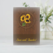 茶色の黄色い素朴な結婚ヒマ感謝していワラ サンキューカード (スタンド正面)