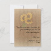 茶色の黄色い素朴な結婚ヒマ感謝していワラ サンキューカード (裏面)