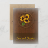 茶色の黄色い素朴な結婚ヒマ感謝していワラ サンキューカード (正面/裏面)
