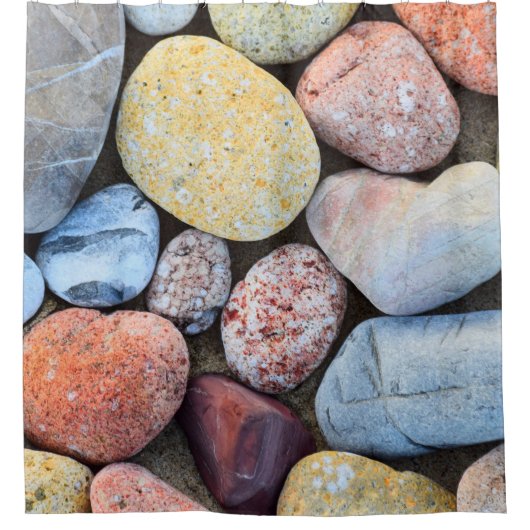 茶色の黄色と灰色の石 シャワーカーテン (正面)