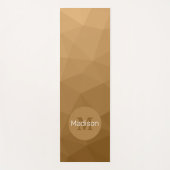 茶色の黄褐色の幾何学的メッシュパターンモノグラム ヨガマット (正面)