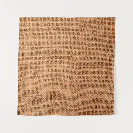 茶色の黄麻布の背景または袋布 タペストリー (正面)