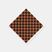 茶色の黒いチェッ市松模様にクパターン スタンダードカクテルナプキン (角)