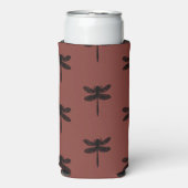 茶色の黒いトンボのスケッチパターン スリム缶クーラー (Seltzer正面)