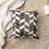 茶色の黒いヘリンボーン手描きパターン クッション (ブランケット)