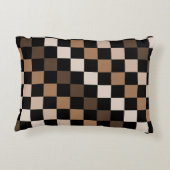 茶色の黒い市松模様にギンガム模様 アクセントクッション (裏面)