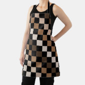 茶色の黒い市松模様にギンガム模様 エプロン (インサイチュ)