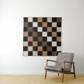 茶色の黒い市松模様にギンガム模様 タペストリー (インサイチュ(横))
