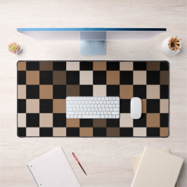 茶色の黒い市松模様にギンガム模様 デスクマット