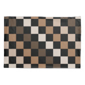 茶色の黒い市松模様にギンガム模様 枕カバー (裏面)