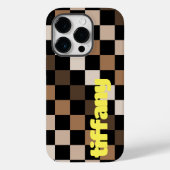茶色の黒い市松模様にギンガム模様 Case-Mate iPhoneケース (裏面)