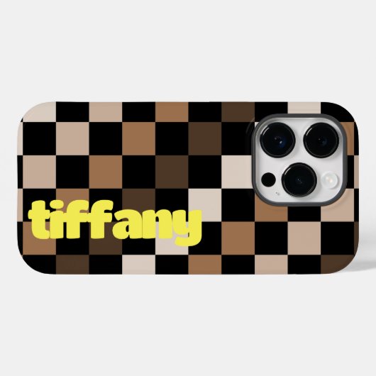 茶色の黒い市松模様にギンガム模様 Case-Mate iPhoneケース (裏面 (横))
