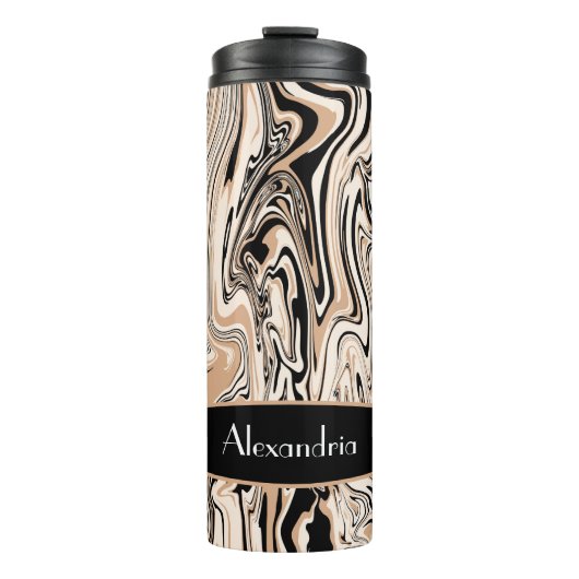 茶色の黒い水の色の渦巻きパターンカスタム タンブラー (正面)