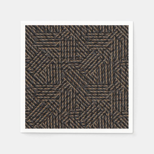 茶色の黒い灰色の抽象芸術 スタンダードカクテルナプキン (正面)