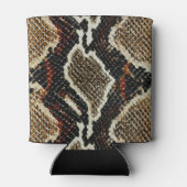 茶色の黒い赤いアニマルプリントのヘビの皮 缶クーラー (裏面)