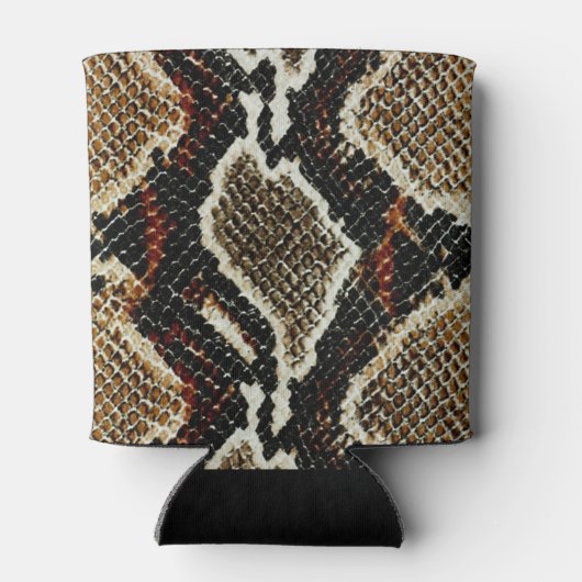 茶色の黒い赤いアニマルプリントのヘビの皮 缶クーラー (裏面)