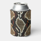 茶色の黒い赤いアニマルプリントのヘビの皮 缶クーラー (缶裏面)