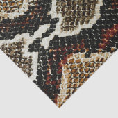 茶色の黒い赤いアニマルプリントのヘビの皮 薄葉紙 (詳細)