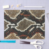 茶色の黒い赤いアニマルプリントのヘビの皮 薄葉紙 (クラフト)