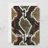 茶色の黒い赤いアニマルプリントの皮 招待状 (正面)