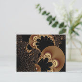 茶色の黒い風船花びらフラクタルアートギフト ポストカード (スタンド正面)