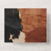 茶色の黒南西フェイク牛皮結婚虫 オールインワン招待状 (裏面)