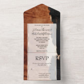 茶色の黒南西フェイク牛皮結婚虫 オールインワン招待状 (内側)