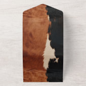 茶色の黒南西フェイク牛皮結婚虫 オールインワン招待状 (外側)