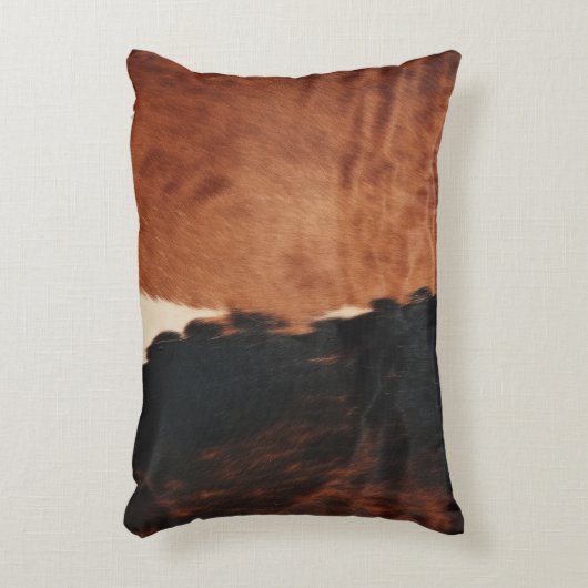 茶色の黒南西フェイク牛革 アクセントクッション (正面(垂直))
