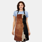 茶色の黒南西フェイク牛革 エプロン (着用した状態)