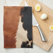 茶色の黒南西フェイク牛革 キッチンタオル (四つ折り)